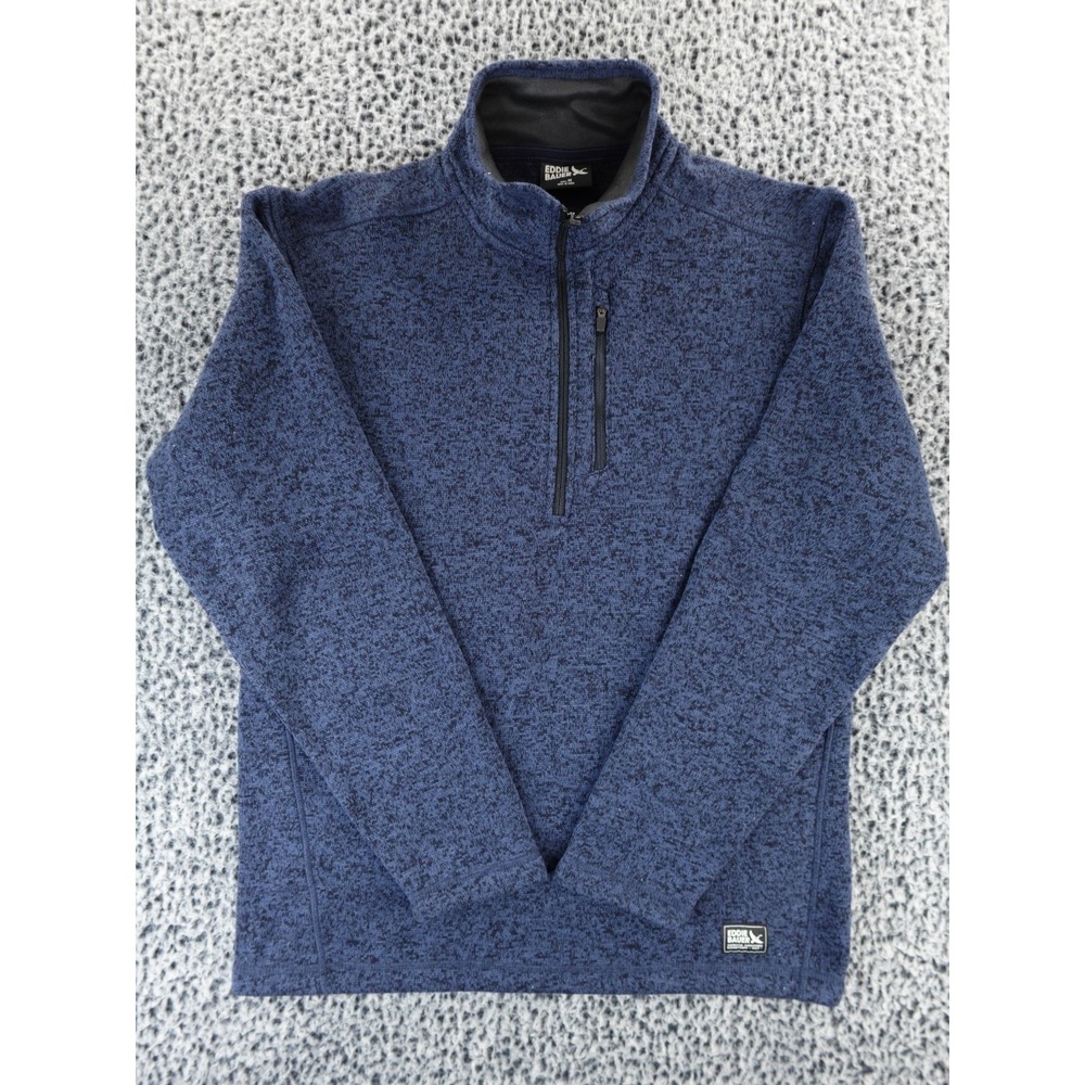 Eddie Bauer 1/4 Zip Pullover Mens M Fleece Performance Blue Heather Warm